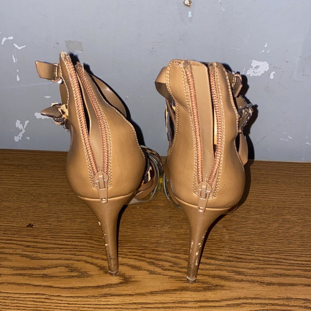 ALDO Women's Tan Leopard Print Stiletto Heel Strappy Gladiator Sandals - Picture 3 of 4
